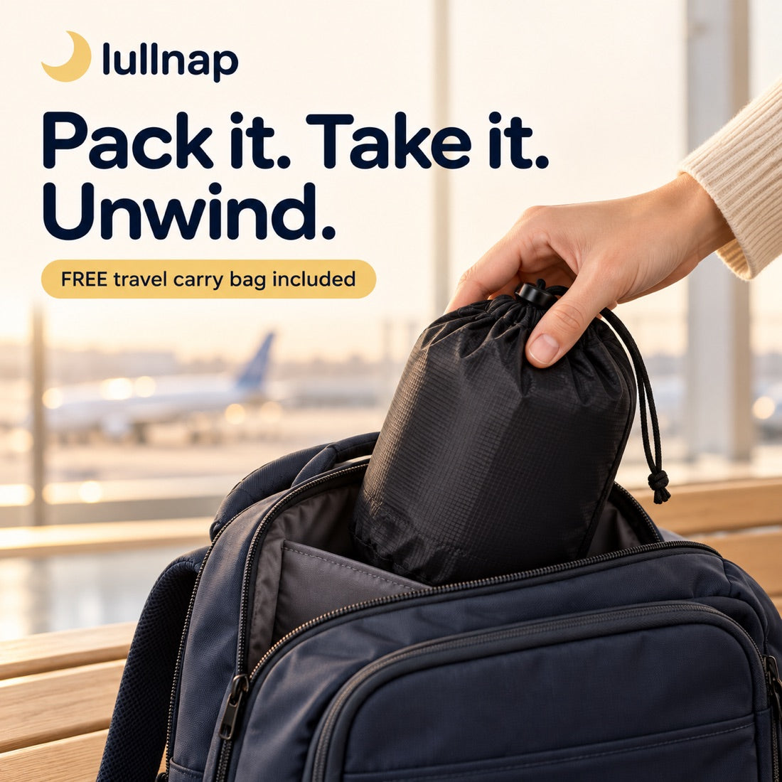 Lullnap im Beutel wird in einen Rucksack gepackt